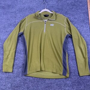 Millet Mens Grid Fleece 1/4 Zip Pullover Olive Green MIV3621 Hiking Mid Layer M